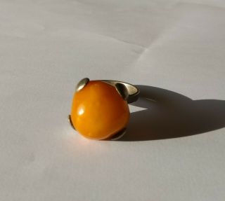NATURAL OLD ANTIQUE BUTTERSCOTCH EGG YOLK BALTIC AMBER RING. 2