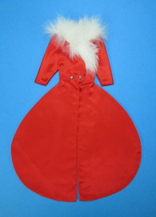 Vintage Barbie - Magnificence 1646 Long Red Satin Jacket W/ White Fur