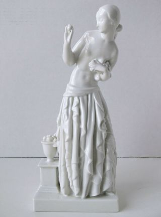 Rare Dahl Jensen Porcelain Sculpture Female With Fruit Copenhagen Beauty Xlnt