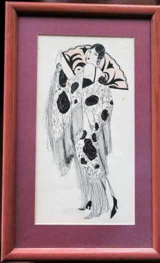 Vintage Pen And Ink Fashion Drawing
