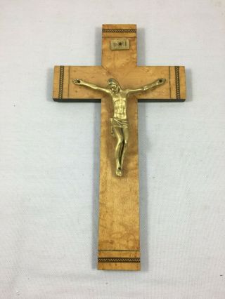 Antique Catholic Wall Wood Cross Bronze Crucifix Jesus Christ
