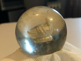 Large Antique German Clear Silver Sulphide Dove Bird Pigeon Marble - Approx 2 "