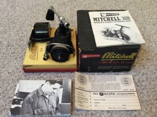 Mitchell 308 Spinning Reel W /box,  Spare Spool & Paperwork Nr