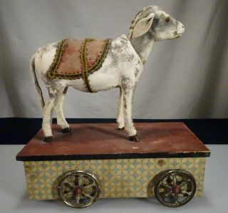 Antique Pull Toy Musical Nodder Donkey with Glass Eyes - 57212 4