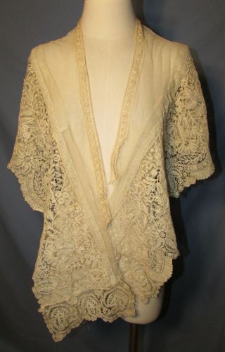 Brussels Lace Collar With Net And Insert Lace Edge