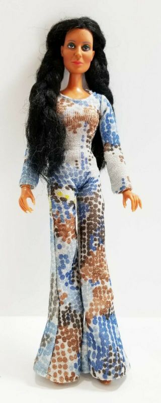 Cher Doll Vintage 12 " Mego Blue And Brown Jumpsuit Twists - Bendable
