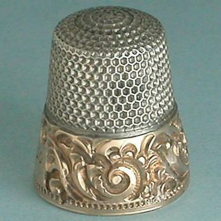 Gorgeous Antique Gold Band Sterling Silver Thimble By Ketcham & Mcdougall 1880s