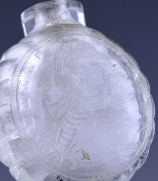 VERY RARE 18/19THC CHINESE CARVED ROCK CRYSTAL GEORGIAN COIN DESIGN SNUFF BOTTLE 4