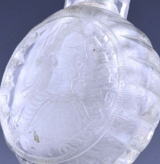 VERY RARE 18/19THC CHINESE CARVED ROCK CRYSTAL GEORGIAN COIN DESIGN SNUFF BOTTLE 5