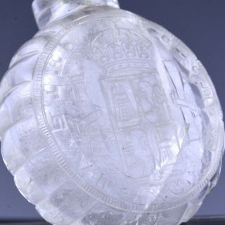 VERY RARE 18/19THC CHINESE CARVED ROCK CRYSTAL GEORGIAN COIN DESIGN SNUFF BOTTLE 6