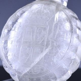 VERY RARE 18/19THC CHINESE CARVED ROCK CRYSTAL GEORGIAN COIN DESIGN SNUFF BOTTLE 7