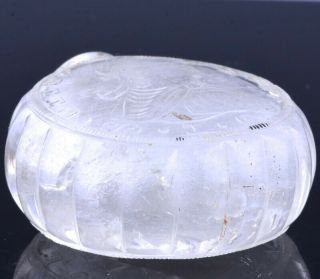 VERY RARE 18/19THC CHINESE CARVED ROCK CRYSTAL GEORGIAN COIN DESIGN SNUFF BOTTLE 9