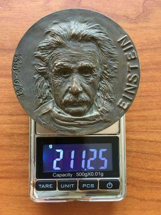 antique and rare bronze medal of Einstein,  made by José de Moura 6
