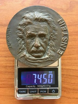 antique and rare bronze medal of Einstein,  made by José de Moura 7