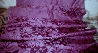 Antique Victorian French Silk Damask Magenta Purple Floral Fabric Dressmaker Oss