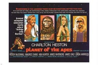 Vintage Planet Of The Apes Movie Poster Charlton Heston Famous Actor 24x36