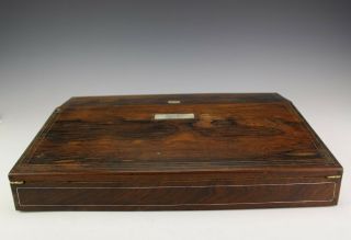 Antique Carved Wood Wooden Mother Of Pearl Mop Travel Writing Desk W Inkwell Mhd