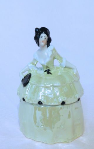 Sweet Antique German Lady Powder/trinket Box/pot/jar Germany Dresser Half/doll