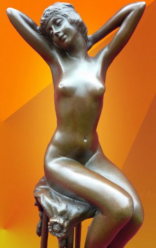 Art Deco Bronze Awakening Signed D.  H.  Chiparus Statue Figure Sculpture
