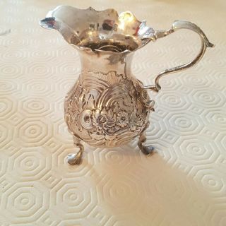 Antique Solid Silver Circa 19th Century Creamer Rococo Design