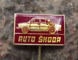Antique Vintage Skoda Auto Model 1100mb Mlada Boleslav Car Advertising Pin Badge