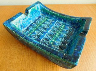 Italian Art Pottery Bitossi Rimini Blue Boat Form Ashtray Bowl 1950s