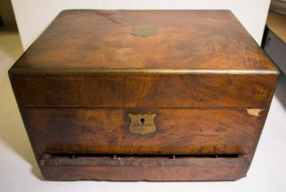 Antique Wooden Jewellery Jewelry Box Vanity Case With Drawer - For Restoration