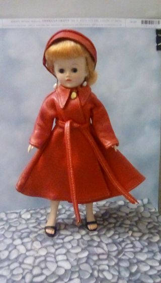 Vintage Vogue Doll Tagged Red Leather Coat,  Hat,  And Belt Set,  For Jill Size