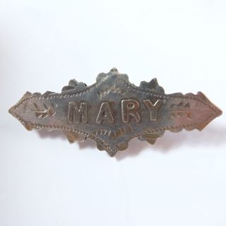 Antique Art Deco Solid Silver Name Brooch Mary Hallmarked Birmingham 1926