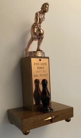 Vintage Women’s Bowling Trophy 1957 - 58 9 1/4” Tall
