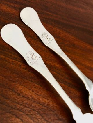 - (2) Rare Early S.  Kirk Coin Silver Teaspoons: Fiddle Pattern,  1830–46