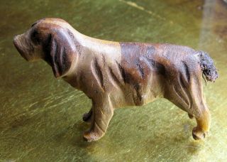 ANTIQUE SPANIEL DOG FOLK ART WOOD CARVING / PRIMITIVE DOG FIGURINE SCULPTURE 3