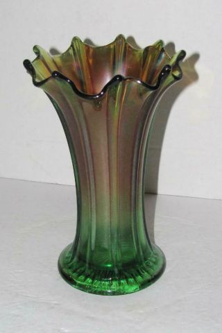 Antique Vintage Signed Northwood Carnival Glass Swing Stretch 7.  5 " Vase