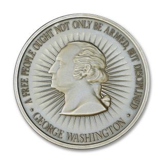 George Washington Bust 2 oz Silver.  999.  50mm Bill of Rights Round Art Antiqued 4