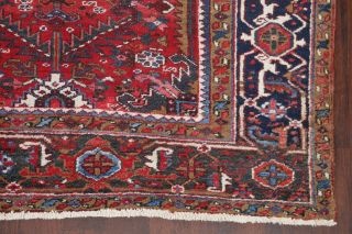 Vintage All - Over Heriz Serapi Oriental Area Rug Red Hand - Knotted 8 