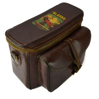 Alaska Vintage Camera Gadg - It Bag Case Brown Leather Antique Flip - Top Old Large