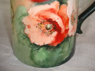 ANTIQUE LIMOGES D&Co CHOCOLATE / COFFEE / TEA POT,  HAND PAINTED SIGNED,  POPPIES 2