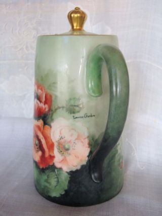 ANTIQUE LIMOGES D&Co CHOCOLATE / COFFEE / TEA POT,  HAND PAINTED SIGNED,  POPPIES 3