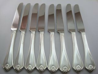 Oneida Silverplate KING JAMES 8 Solid Handle Dinner Knives 1985 2