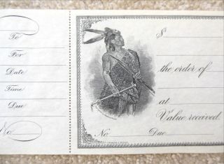 Antique Early 1900s Bank Check - With Native American / Indian Warrior -