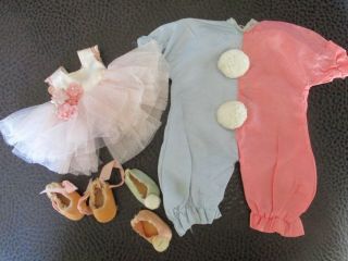 Vintage Vogue Ginny Doll Clown Suit,  Ballerina Dress Slippers Only Tagged 1956