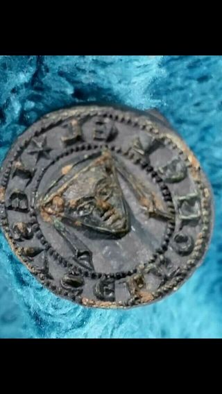 Rare Medieval Seal Matrix Fob.  Metal Detecting Find.