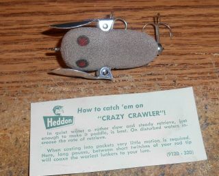 Vintage Heddon Tiny Crazy Crawler/gray Mouse/very
