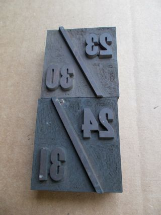 Antique Letterpress Wood Type Printer Block - Incomplete Calendar 4