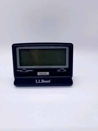 Vintage L.  L.  Bean Night Finder Travel Alarm Clock - Black -