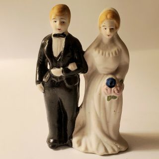 Vintage Porcelain Occupied Japan Bride Groom Wedding Cake Topper 1940s