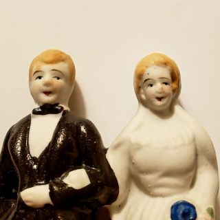 Vintage Porcelain Occupied Japan Bride Groom Wedding Cake Topper 1940s 6