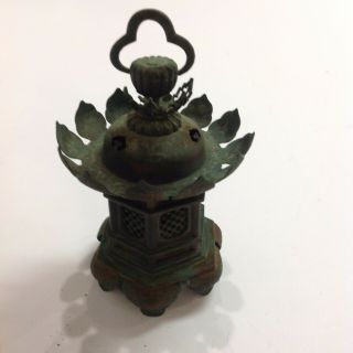 Antique Japanese Pagoda Patina Verdigris Lantern