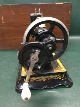 Rare Antique IDEAL Decorative Cast Iron Hand Crank Sewing Machine w/ Accessories 5