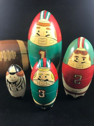 Vintage Enesco Nesting Dolls Football Sports Gift Novelty RARE 2